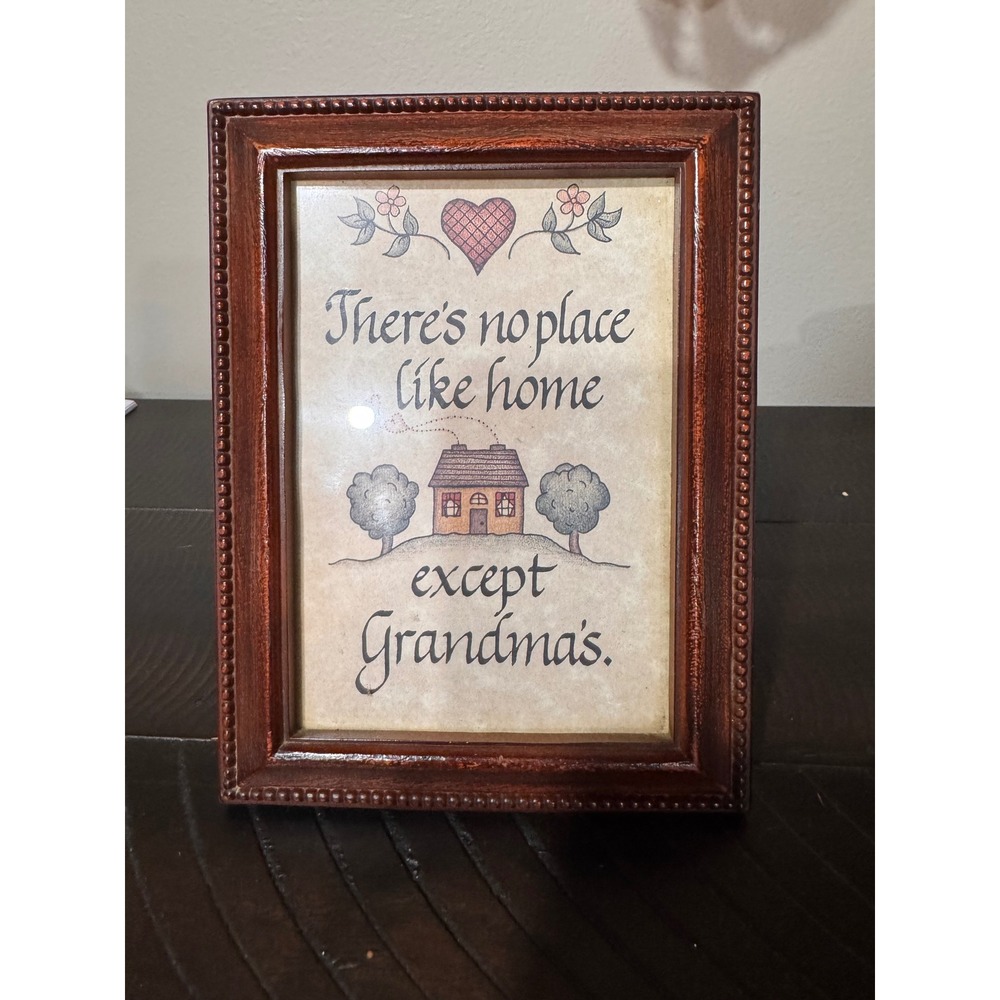 Grandma's House Framed Art Home Decor Primitive Country Folk Art Wood Frame
